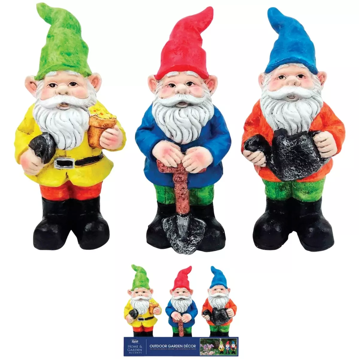 Alpine 10 In. Resin Gnome Lawn Ornament Kgd247abb Pack Of 9 Pk-9-ea