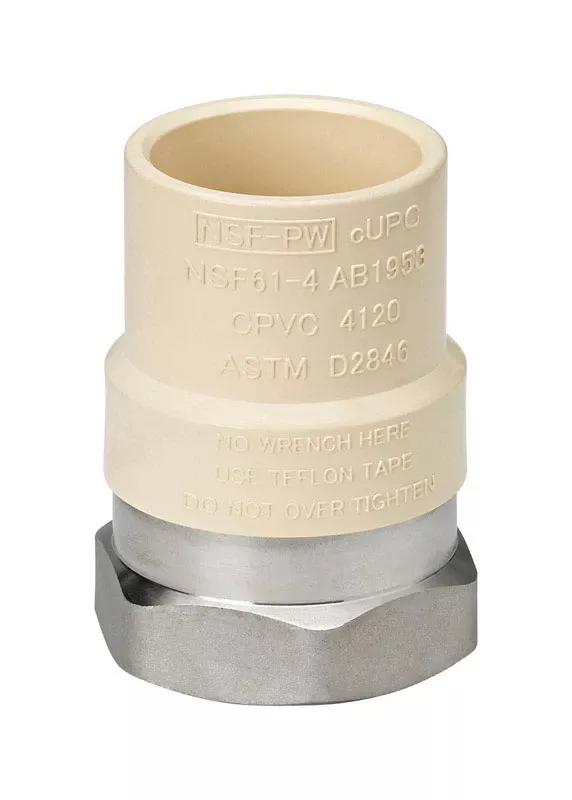 Cpvc Transition Adapter, Stainless Steel, 3/4 In. Fip Ea