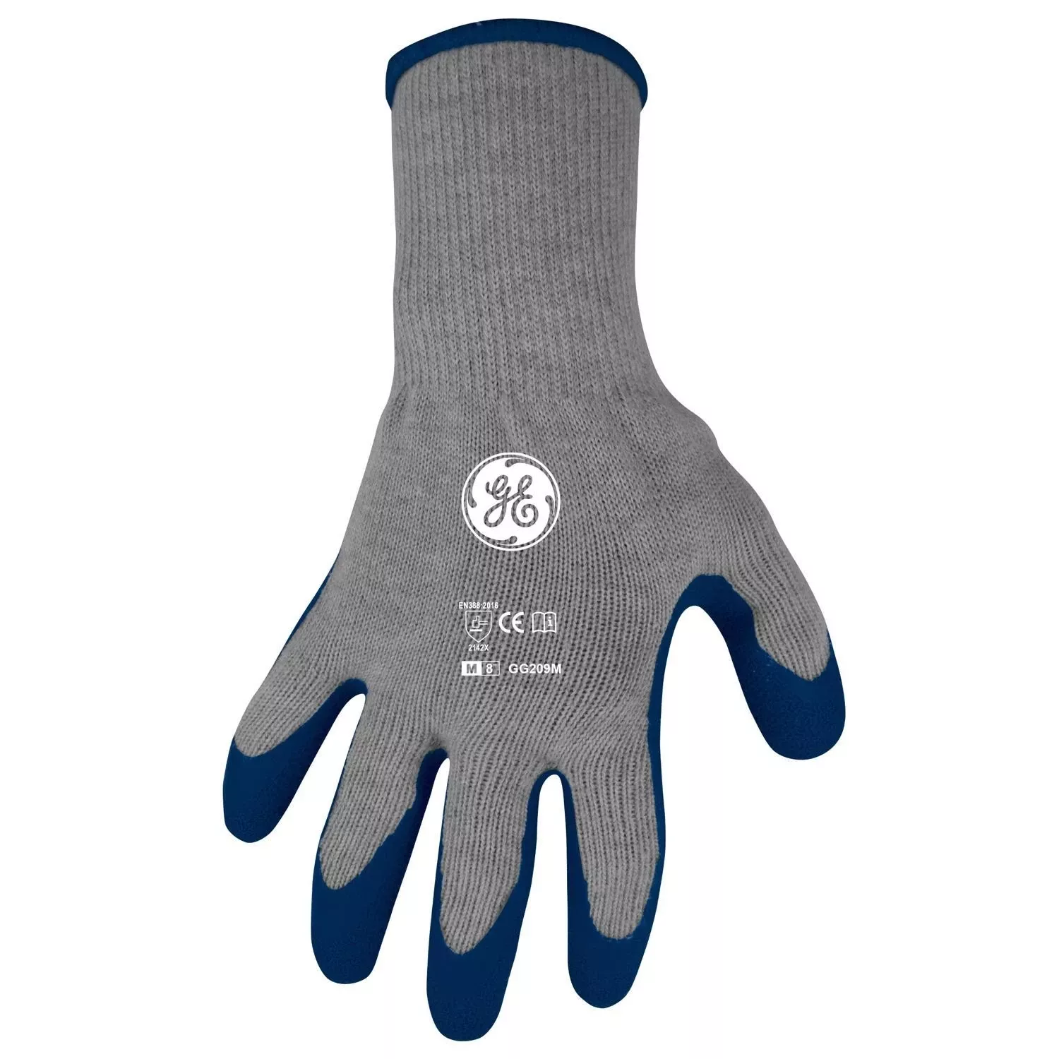 General Electric Crinkle Dipped Safety Gloves Blue/gray Medium 1 Pair Ea
