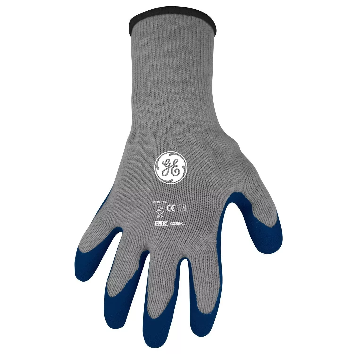 General Electric Xl Crinkle Dipped Safety Gloves Blue/gray 1 Pair Ea