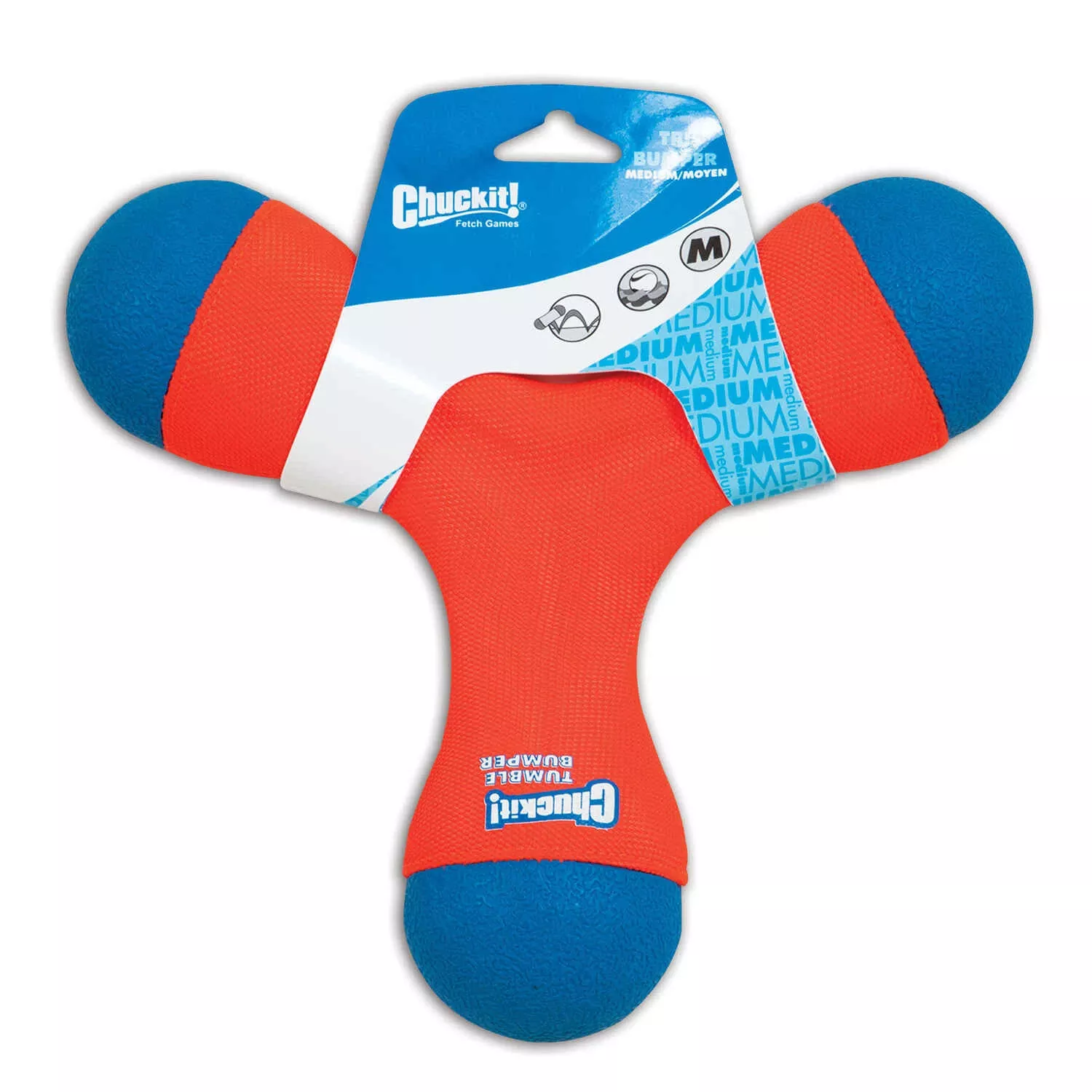 ! Multicolored Tri Bumper Rubber Tug Toy Medium Ea