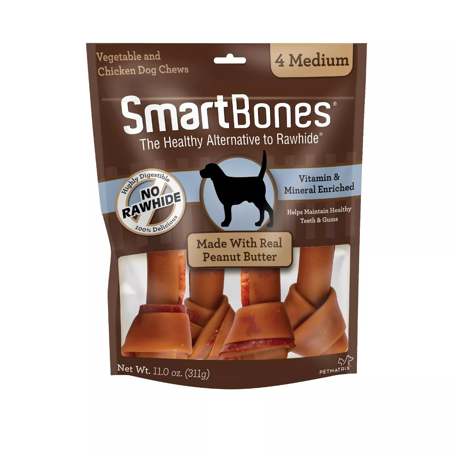 Smartbone Medium Peanut Butter Chew Bone (4-pack) Ea